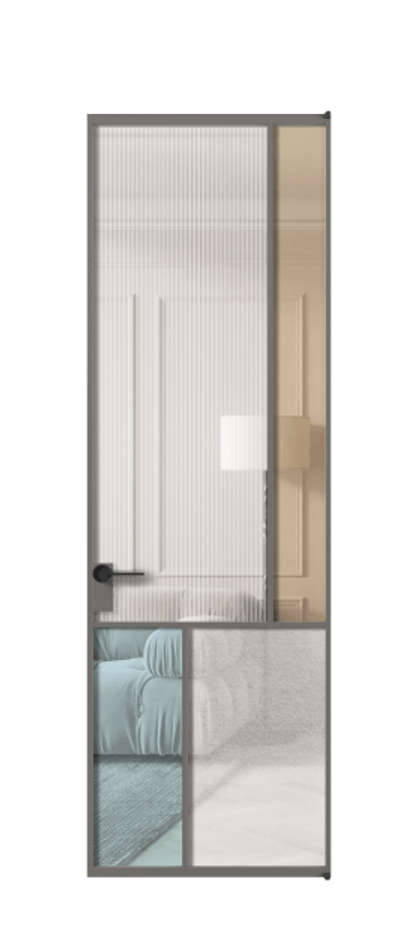 Межкомнатная дверь Mosaic АЛПЛ041.21 Алюминий классический серый Комбинация стекол Группы 1 и Группы 3 Цена 8880 Br | Volhovec