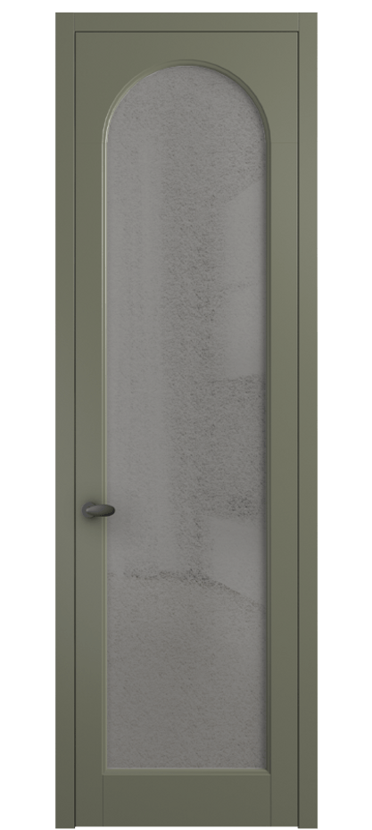 Межкомнатная дверь Palazzo 6804 Матовый оливковый тёмный Фактурное серое стекло "Лёд", триплекс Цена 5500 Br | Volhovec