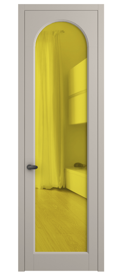 Межкомнатная дверь Палаццо 6804 Матовый светло-бежевый Прозрачное жёлтое стекло, триплекс Цена 5200 Br | Volhovec