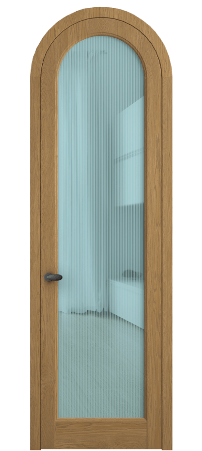 Межкомнатная дверь Palazzo 6814 Дуб солнечный матовый Рифлёное голубое стекло "Moru", триплекс Цена 11500 Br | Volhovec