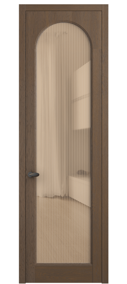 Межкомнатная дверь Palazzo 6804 Дуб туманный матовый Рифлёное оранжевое стекло "Moru", триплекс Цена 8400 Br | Volhovec
