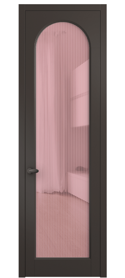 Межкомнатная дверь Palazzo 6804 Матовый антрацит Рифлёное розовое стекло "Moru", триплекс Цена 5600 Br | Volhovec