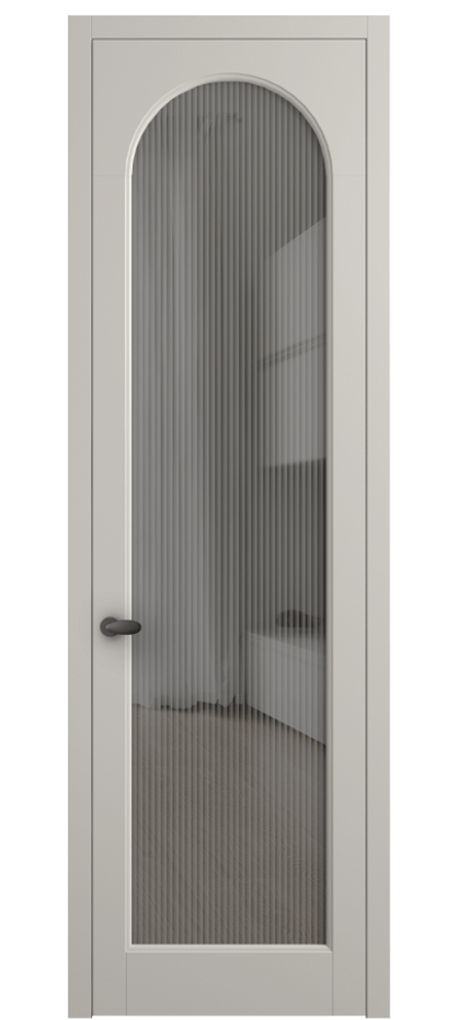Межкомнатная дверь Палаццо 6804 Матовый облачно-серый Рифлёное серое стекло "Moru", триплекс Цена 5600 Br | Volhovec