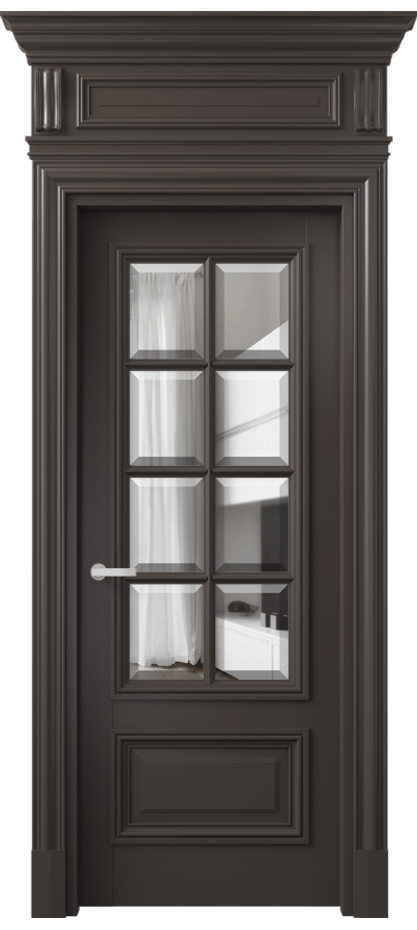 Межкомнатная дверь Антик 7316 Матовый антрацит Прозрачное стекло с фацетом Цена 9720 Br | Volhovec