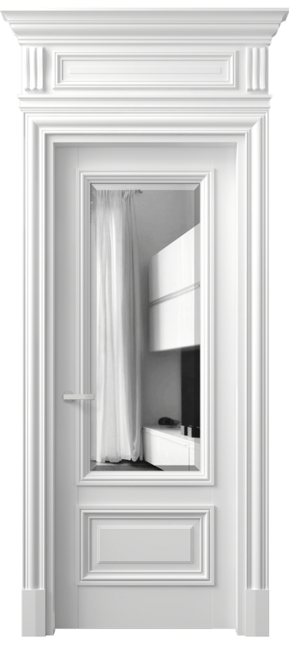 Межкомнатная дверь Антик 7306 Матовый белоснежный Двустороннее зеркало с фацетом, триплекс Цена 8950 Br | Volhovec