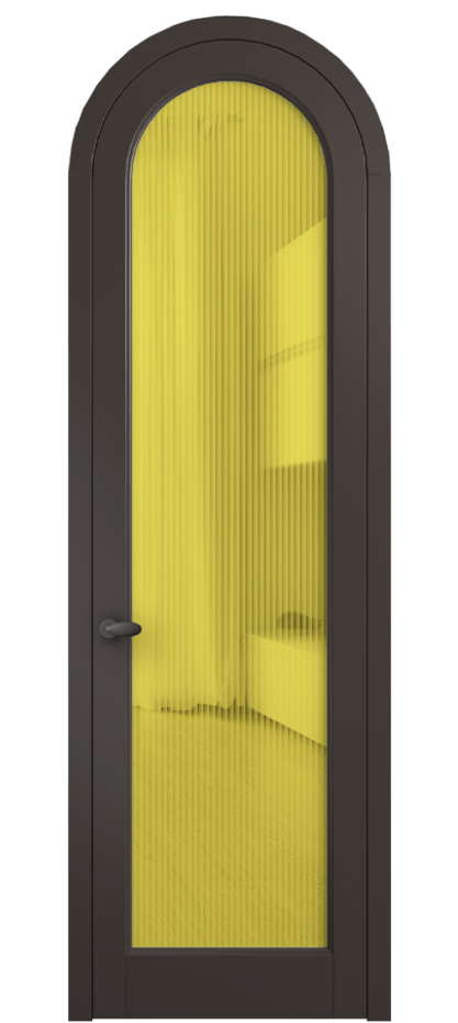 Межкомнатная дверь Palazzo 6814 Матовый антрацит Рифлёное жёлтое стекло "Moru", триплекс, 8 мм Цена 6700 Br | Volhovec