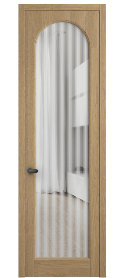 Межкомнатная дверь Палаццо 6804 Дуб соломенный матовый Рифлёное стекло "Дюна", триплекс Цена 8200 Br | Volhovec