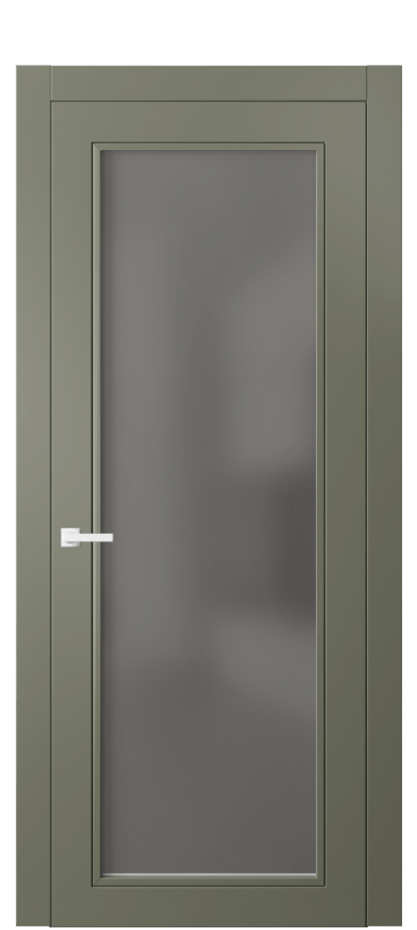 Межкомнатная дверь Neo Classic 8000 Матовый оливковый тёмный Сатинированное серое стекло, триплекс Цена 3990 Br | Volhovec