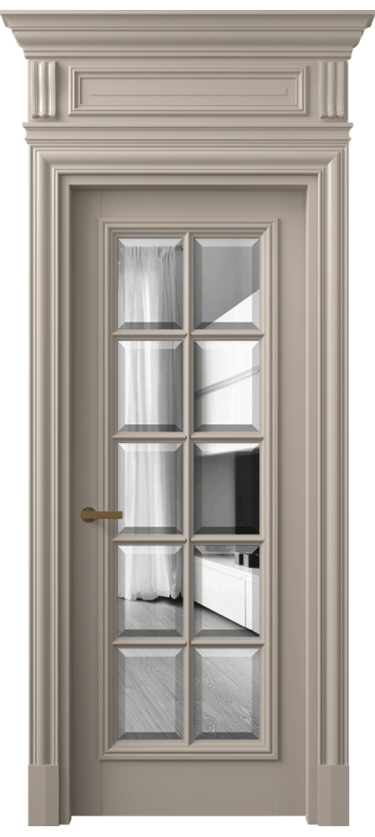 Межкомнатная дверь Антик 7310 Матовый бисквитный Двустороннее зеркало с фацетом, триплекс Цена 9820 Br | Volhovec