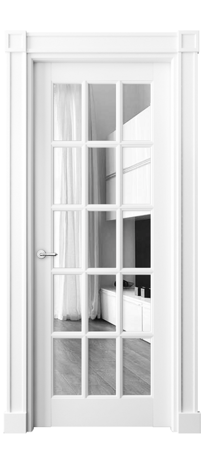 Межкомнатная дверь Тоскана Грильято 6311 Матовый белоснежный Двустороннее зеркало, триплекс Цена 8000 Br | Volhovec