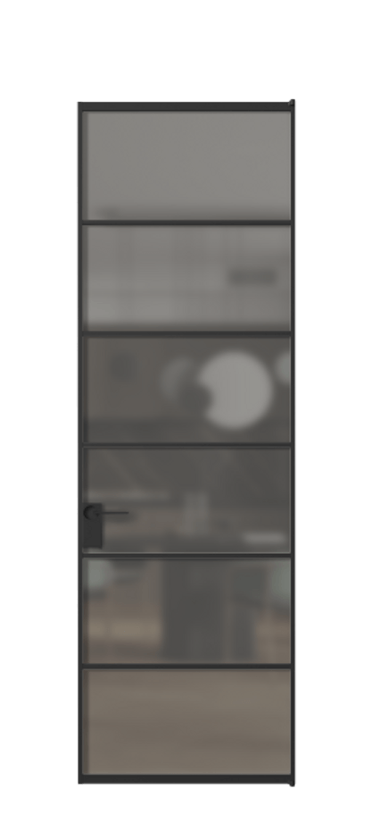 Алюминиевая дверь АЛПЛ040.04 Алюминий Черный Сатинированное серое стекло, триплекс Цена 7720  | Volhovec