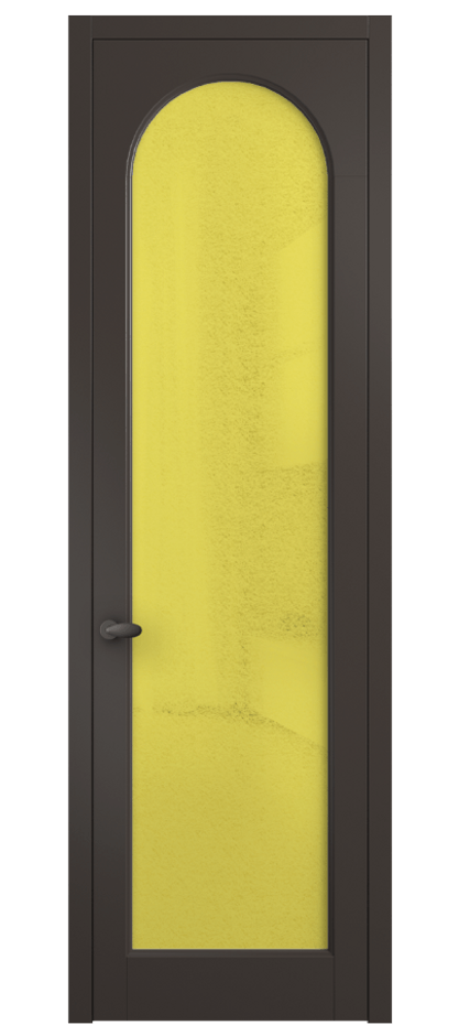 Межкомнатная дверь Палаццо 6804 Матовый антрацит Фактурное жёлтое стекло "Лёд", триплекс Цена 5500 Br | Volhovec