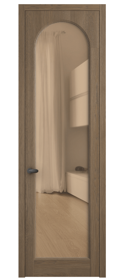 Межкомнатная дверь Palazzo 6804 Дуб джутовый матовый Прозрачное оранжевое стекло, триплекс Цена 7900 Br | Volhovec