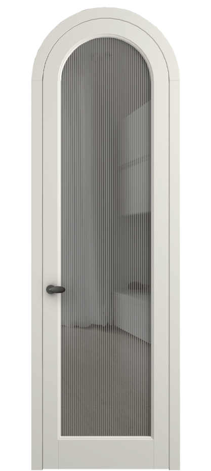 Межкомнатная дверь Palazzo 6814 Матовый жемчужный Рифлёное серое стекло "Дюна", триплекс Цена 7000 Br | Volhovec