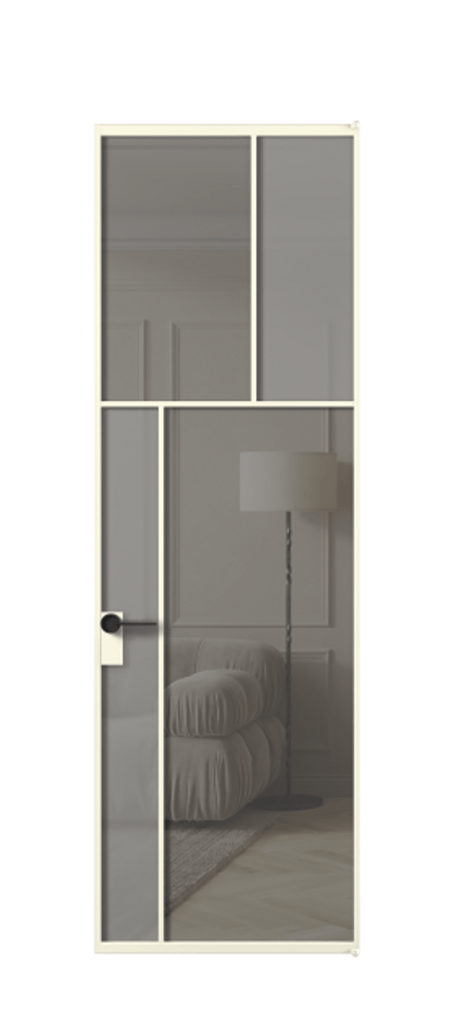 Межкомнатная дверь Mosaic АЛПЛ041.22 Алюминий молочно-белый Сатинированное серое стекло, триплекс, 6 мм + Прозрачное серое стекло, триплекс, 6 мм Цена 6830 Br | Volhovec