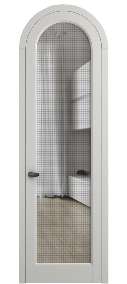 Межкомнатная дверь Palazzo 6814 Матовый серый Декоративное стекло с сеткой "Mesh silver", триплекс Цена 7100 Br | Volhovec