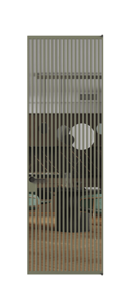 Алюминиевая дверь АЛПЛ040.06 Алюминий оливковый тёмный Прозрачное стекло "Crystal Vision", калёное, 6 мм Цена 9790  | Volhovec