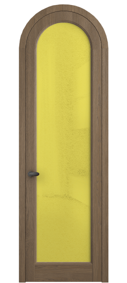 Межкомнатная дверь Palazzo 6814 Дуб джутовый матовый Фактурное жёлтое стекло "Лёд", триплекс, 8 мм Цена 10700.3044 Br | Volhovec