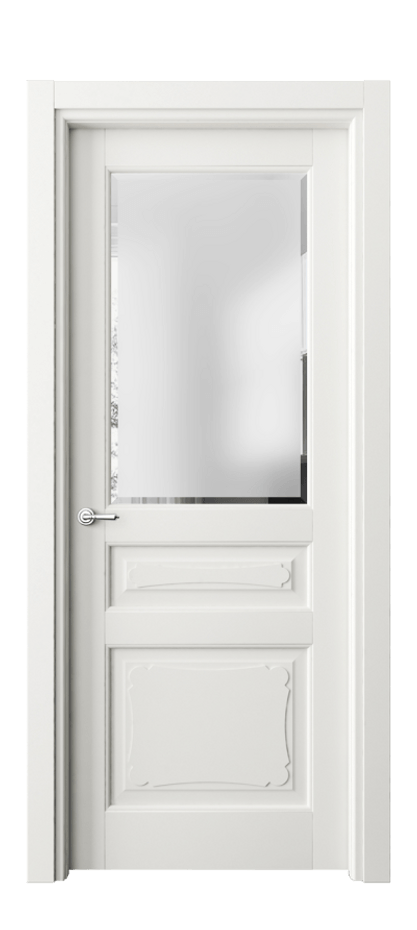 Межкомнатная дверь Тоскана Элегантэ 6324 Матовый серый Сатинированное стекло с фацетом Цена 5390 Br | Volhovec