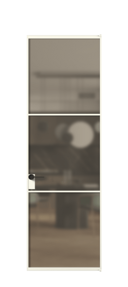 Алюминиевая дверь АЛПЛ040.03 Алюминий жемчужный Сатинированное бронзовое стекло, триплекс, 6 мм Цена 7240  | Volhovec