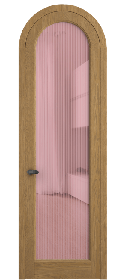 Межкомнатная дверь Palazzo 6814 Дуб солнечный матовый Рифлёное розовое стекло "Moru", триплекс Цена 11500 Br | Volhovec