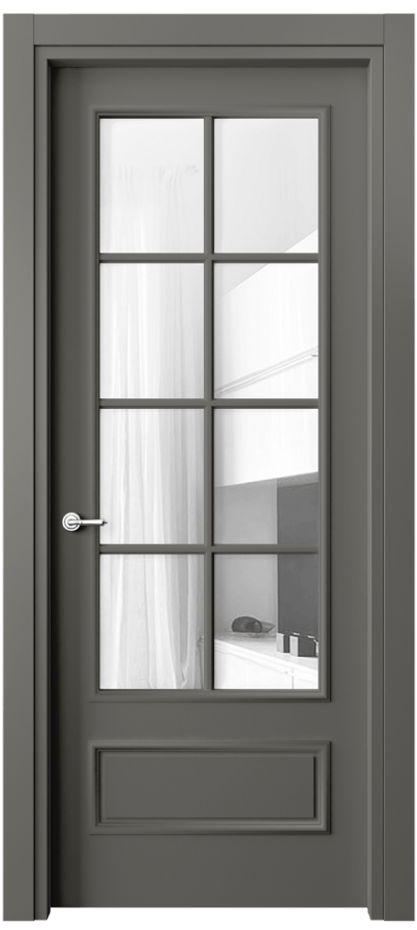 Дверь межкомнатная Paris 8112 Матовый классический серый Прозрачное стекло, 4 мм Гладкий наличник МКЛС Цена 3100 Br Наличники уже входят в базовый комплект. Фабрика дверей Волховец 8 (800) 551 43 19 Межкомнатная дверь Paris 8112 Матовый классический серый Прозрачное стекло, 4 мм Цена 3100 Br| Volhovec