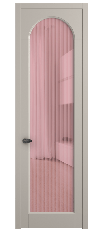 Межкомнатная дверь Палаццо 6804 Матовый светло-бежевый Рифлёное розовое стекло "Moru", триплекс Цена 5600 Br | Volhovec