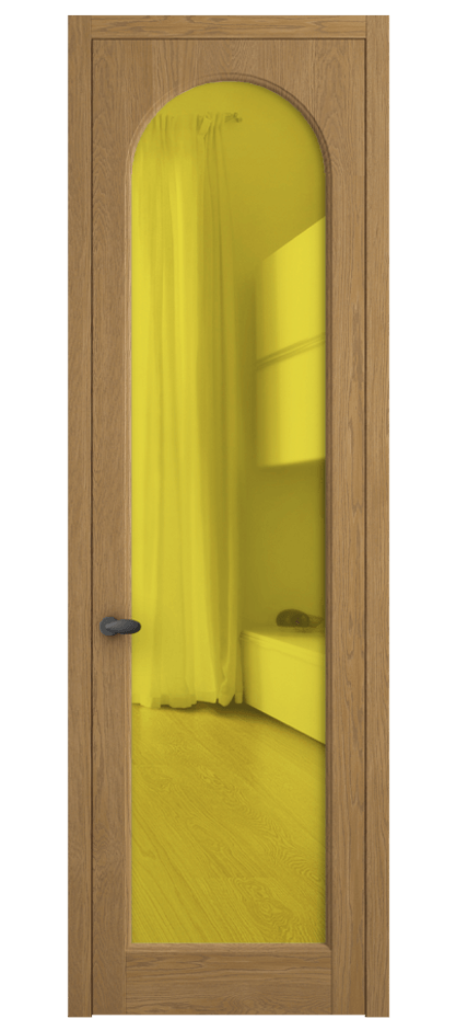 Межкомнатная дверь Palazzo 6804 Дуб солнечный матовый Прозрачное жёлтое стекло, триплекс Цена 7900 Br | Volhovec
