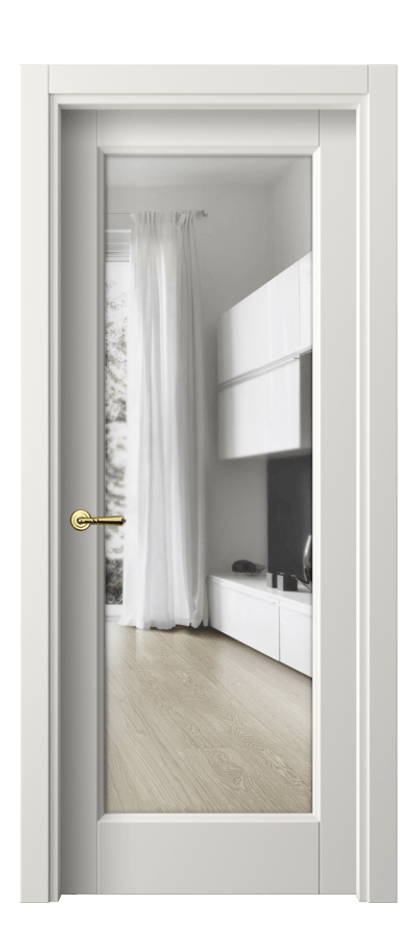 Межкомнатная дверь Galant 1402 Софт-тач белоснежный Прозрачное стекло, 4 мм Цена 1280 Br | Volhovec