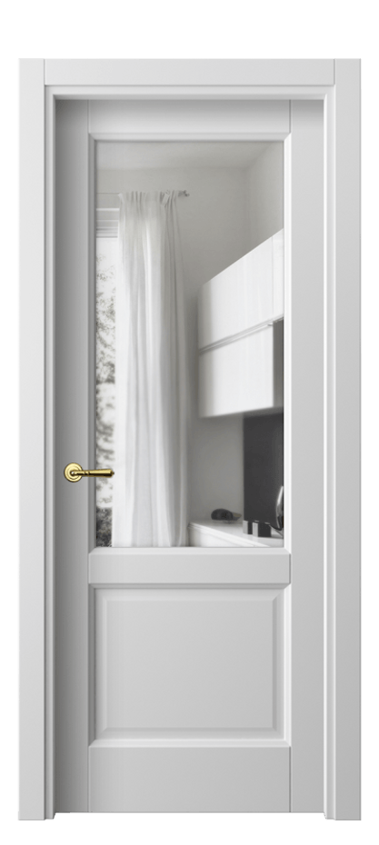 Межкомнатная дверь Галант 1422 Матовый белоснежный Прозрачное стекло Цена 2310 Br | Volhovec