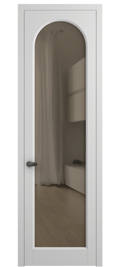 Межкомнатная дверь Палаццо 6804 Матовый белоснежный Прозрачное бронзовое стекло, триплекс Цена 5200 Br | Volhovec