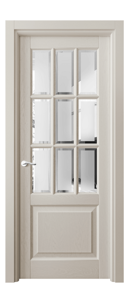 Межкомнатная дверь Лигнум 0748 Дуб светло-бежевый Сатинированное стекло с фацетом Цена 8620 Br | Volhovec