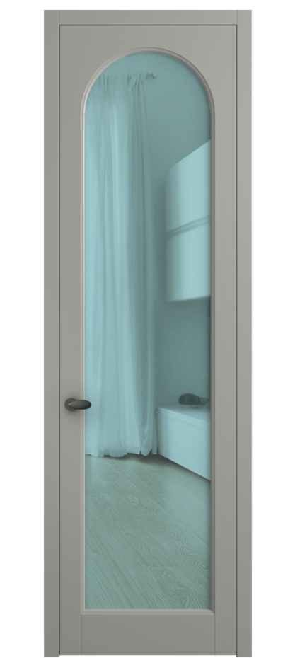 Межкомнатная дверь Palazzo 6804 Матовый нейтральный серый Прозрачное голубое стекло, триплекс Цена 5200 Br | Volhovec