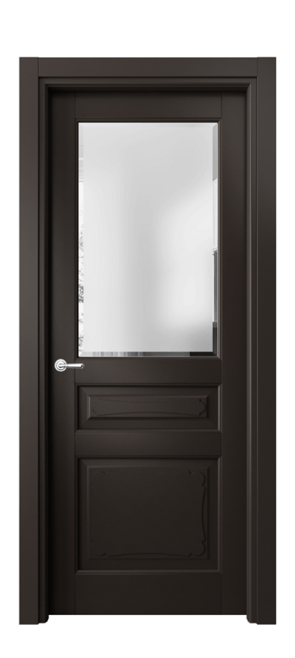 Межкомнатная дверь Тоскана Элегантэ 6324 Матовый антрацит Сатинированное стекло с фацетом Цена 5390 Br | Volhovec