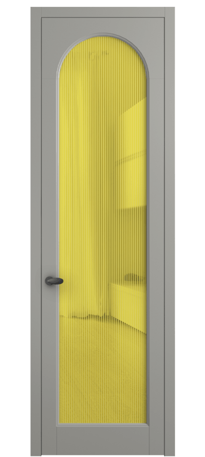 Межкомнатная дверь Palazzo 6804 Матовый нейтральный серый Рифлёное желтое стекло "Дюна", триплекс Цена 5500 Br | Volhovec