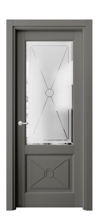 Межкомнатная дверь Тоскана Литера 6362 Матовый классический серый Сатинированное стекло с гравировкой «LITERA» Цена 5800 Br | Volhovec