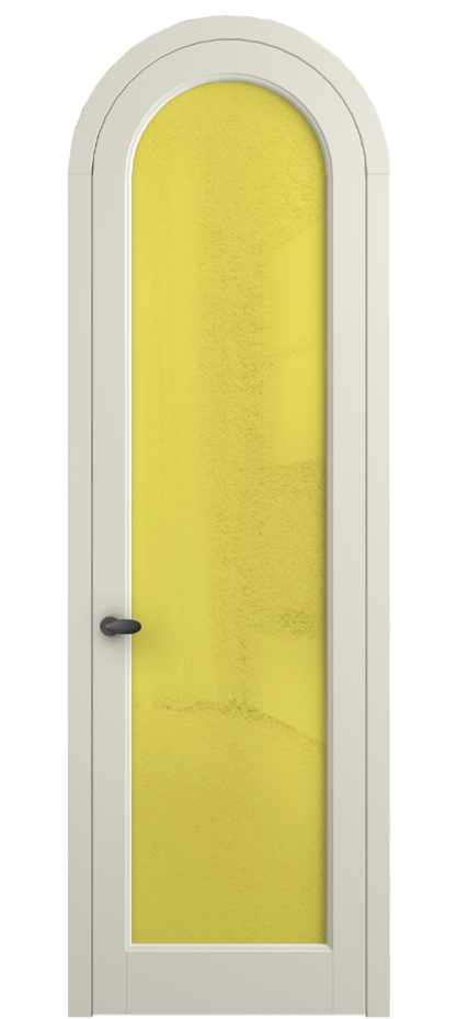Межкомнатная дверь Palazzo 6814 Матовый молочно-белый Фактурное жёлтое стекло "Лёд", триплекс Цена 7000 Br | Volhovec