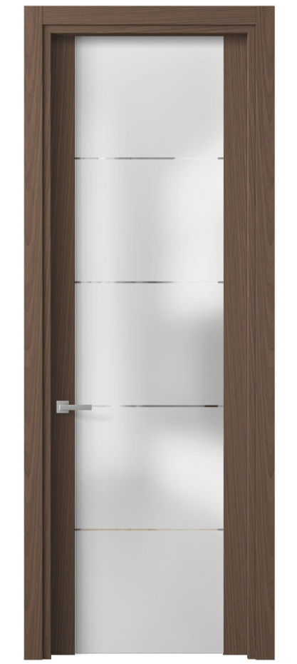 Межкомнатная дверь Planum 4114 Дуб кофейный матовый Сатинированное стекло с гравировкой «КВАДРО», триплекс Цена 4560 Br | Volhovec