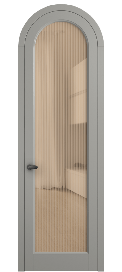 Межкомнатная дверь Palazzo 6814 Матовый нейтральный серый Рифлёное оранжевое стекло "Moru", триплекс, 8 мм Цена 6700 Br | Volhovec