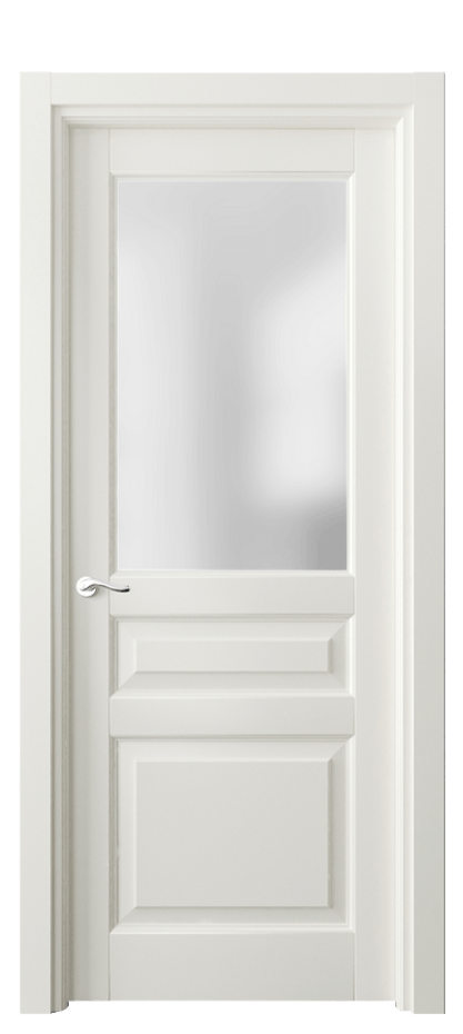 Межкомнатная дверь Лигнум 0710 Матовый жемчужный Сатинированное стекло Цена 5420 Br | Volhovec