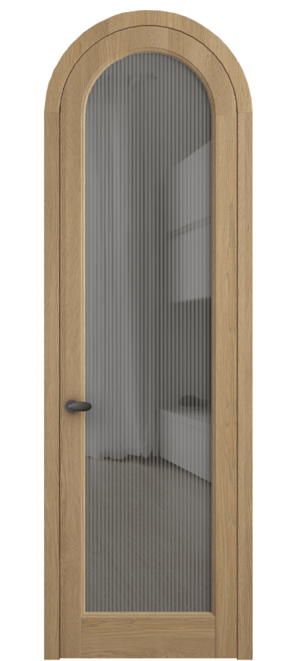 Межкомнатная дверь Palazzo 6814 Дуб соломенный матовый Рифлёное серое стекло "Moru", триплекс Цена 11500 Br | Volhovec