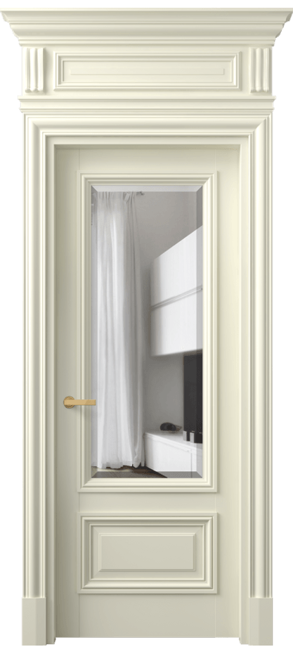 Межкомнатная дверь Антик 7306 Матовый молочно-белый Прозрачное стекло с фацетом Цена 8750 Br | Volhovec