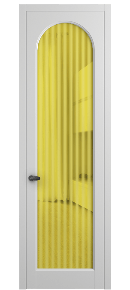 Межкомнатная дверь Палаццо 6804 Матовый белоснежный Рифлёное желтое стекло "Дюна", триплекс Цена 5500 Br | Volhovec