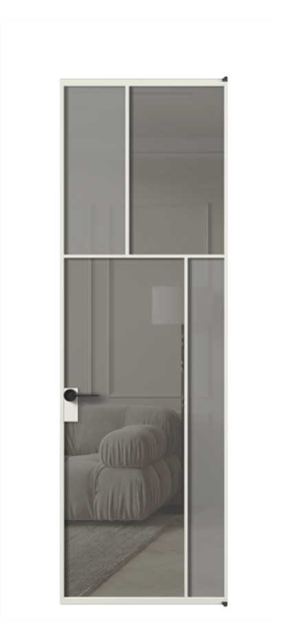 Межкомнатная дверь Mosaic АЛПЛ041.23 Алюминий серый Сатинированное серое стекло, триплекс, 6 мм + Прозрачное серое стекло, триплекс Цена 8870 Br | Volhovec