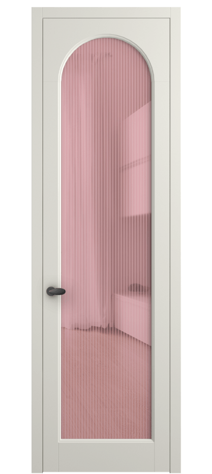 Межкомнатная дверь Палаццо 6804 Матовый жемчужный Рифлёное розовое стекло "Moru", триплекс Цена 5600 Br | Volhovec