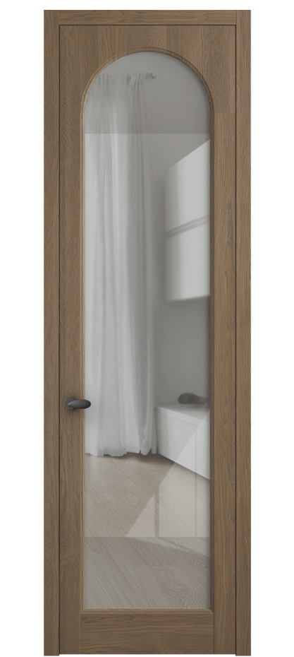 Межкомнатная дверь Palazzo 6804 Дуб джутовый матовый Рефлективное прозрачное стекло "Stopsol", калёное Цена 8400 Br | Volhovec