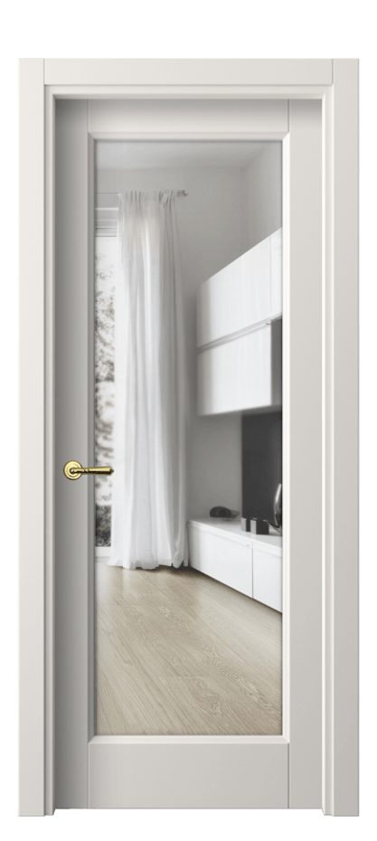 Межкомнатная дверь Галант 1402 Матовый пудровый белый Прозрачное стекло Цена 2800 Br | Volhovec