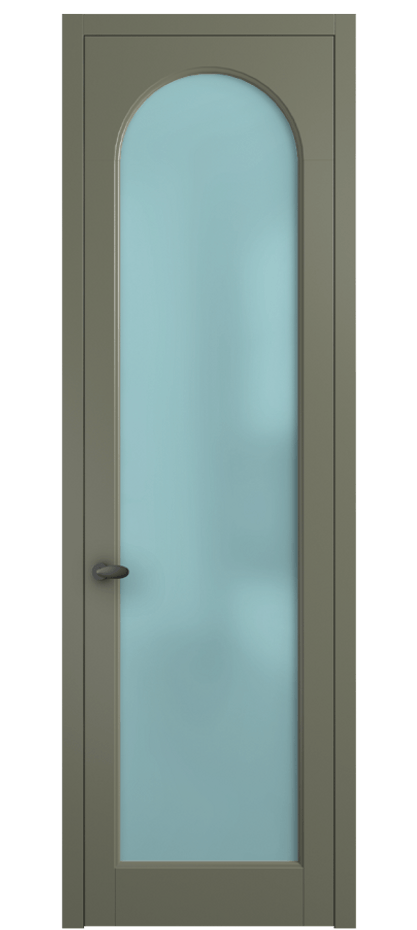 Межкомнатная дверь Palazzo 6804 Матовый оливковый тёмный Сатинированное голубое стекло, триплекс Цена 5200 Br | Volhovec