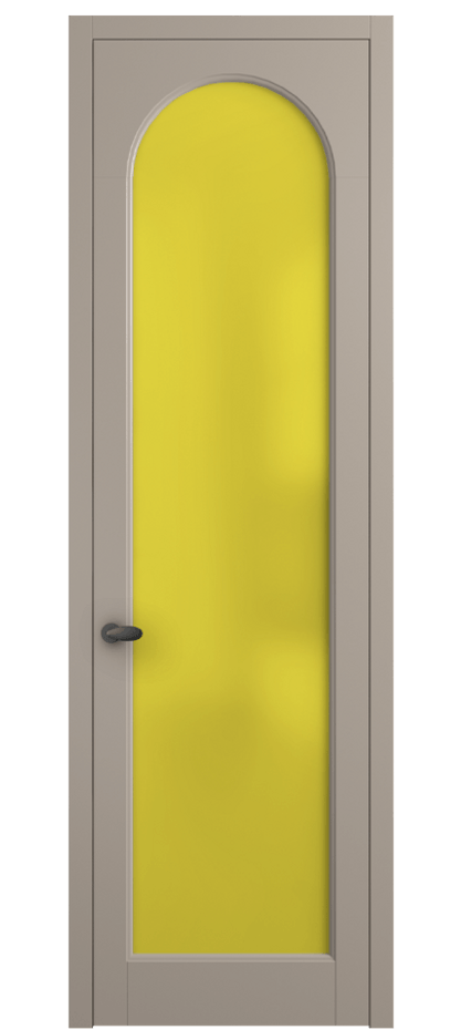Межкомнатная дверь Палаццо 6804 Матовый бисквитный Сатинированное жёлтое стекло, триплекс Цена 5200 Br | Volhovec