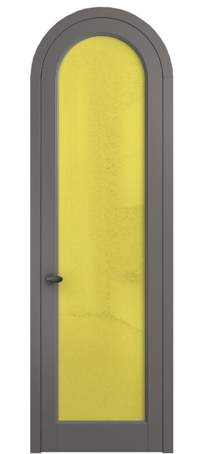 Межкомнатная дверь Palazzo 6814 Матовый классический серый Фактурное жёлтое стекло "Лёд", триплекс Цена 7000 Br | Volhovec